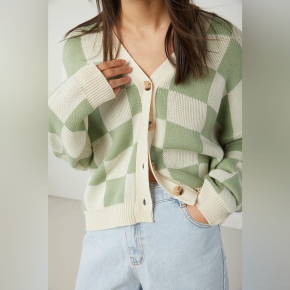 OAK + FORT Sweaters - Checkerboard cardigan
